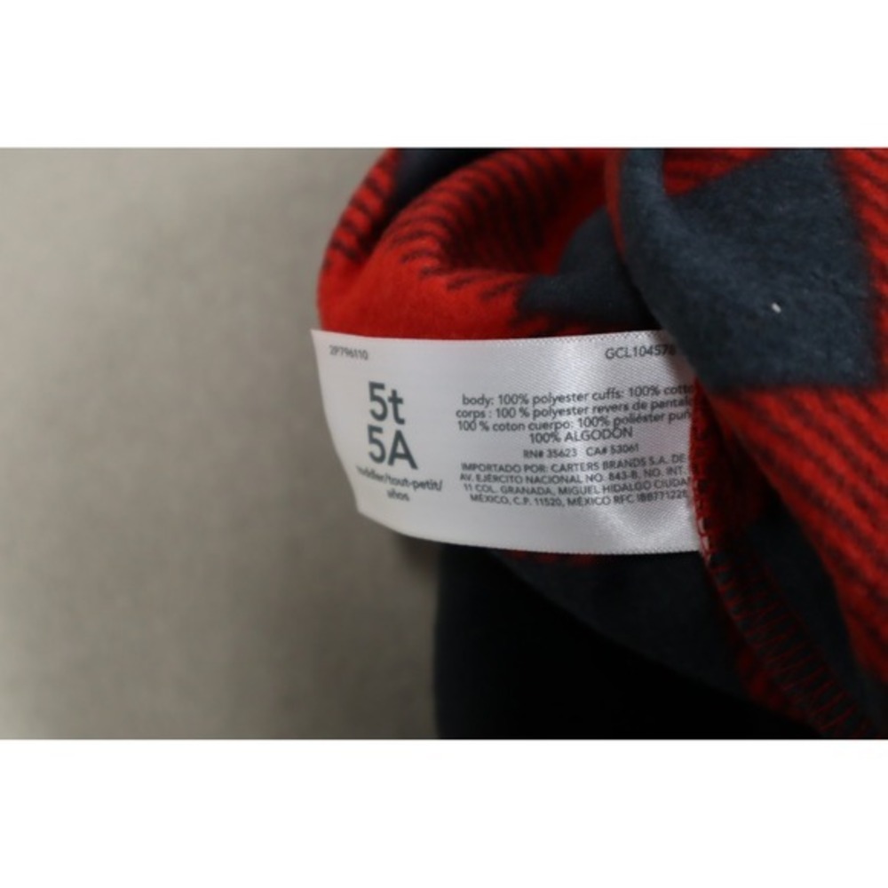 Carter's Sherpa Toddler Boys 2-pc. Microfleece Pant Set -‎ 5t - Red/Black Plaid - Picture 7 of 8